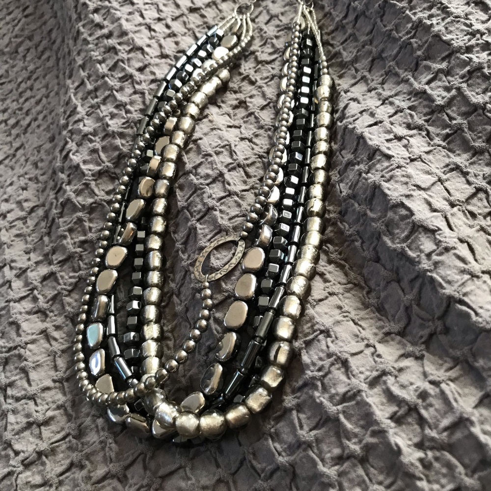 Silpada 925 silver, glass bead and hematite necklace EUC